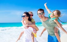 Young family on vacation have a lot of fun