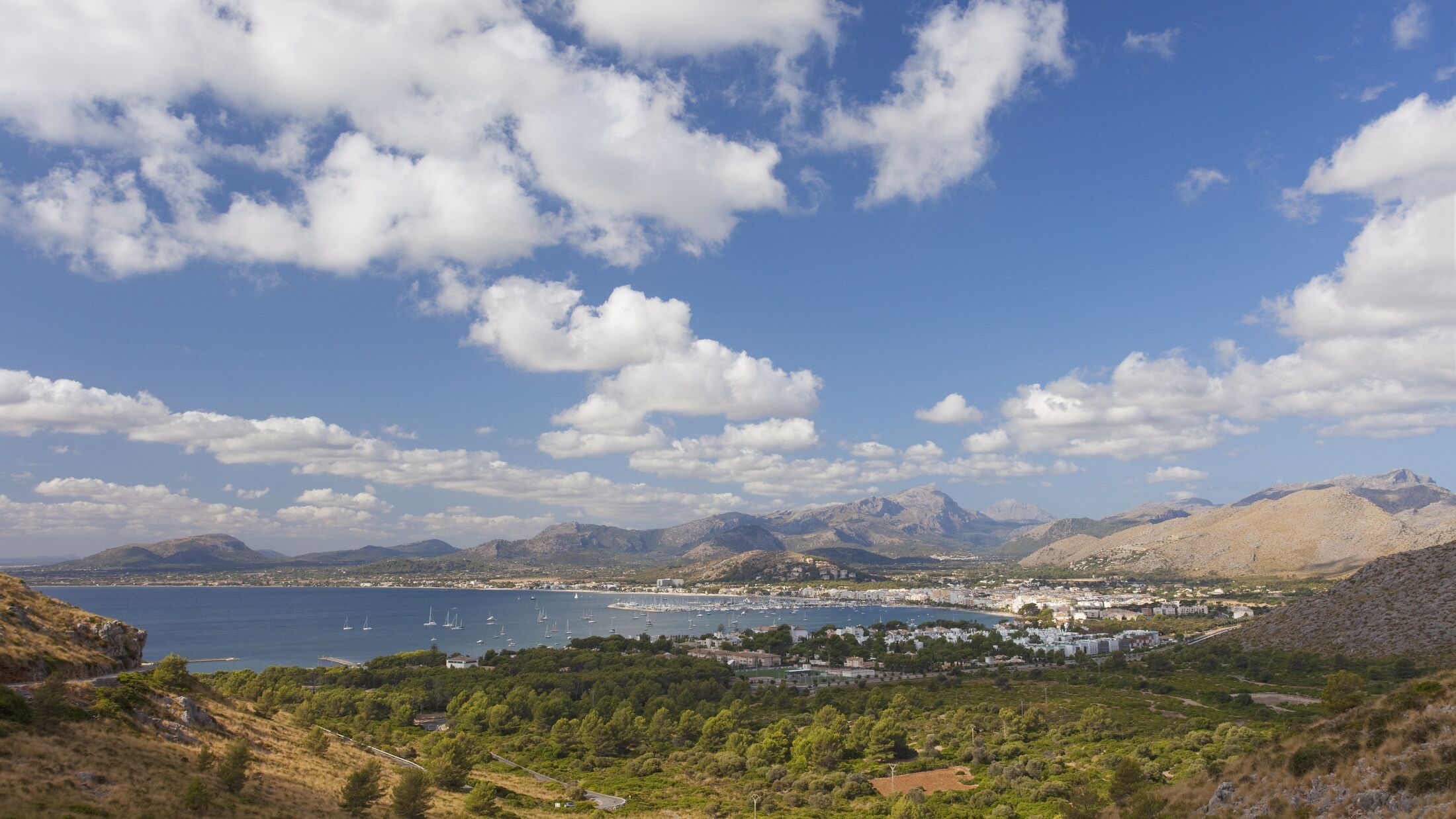 Formentor peninsula, looking towards Puerto Pollensa, Majorca, Balearic Islands, Spain, Mediterranean, Europe
